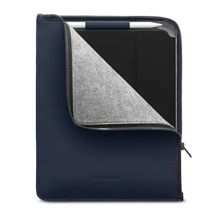 Front. Woolnut - Coated PU Folio for 11-inch iPad Pro & Air - Black - Blue.