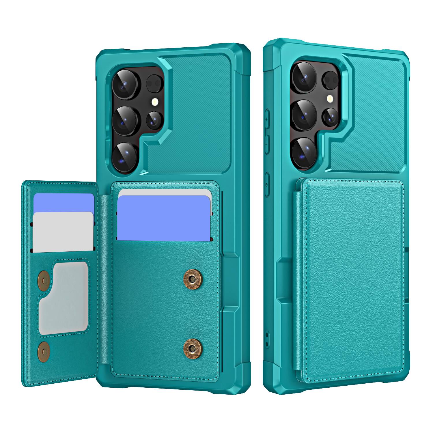 Front. UUCOVER - Shockproof Wallet Back Case for Samsung Galaxy S25 Ultra,Magnetic PU Leather+TPU Card Slots Case Kickstand Cover - Green.