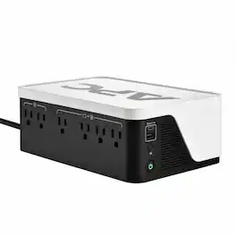 APC - Back-UPS, 500VA/300W, Floor/Wall Mount, 120V, 6x NEMA 5-15R outlets, USB Type A + C Ports, Battery is not user - Black,White