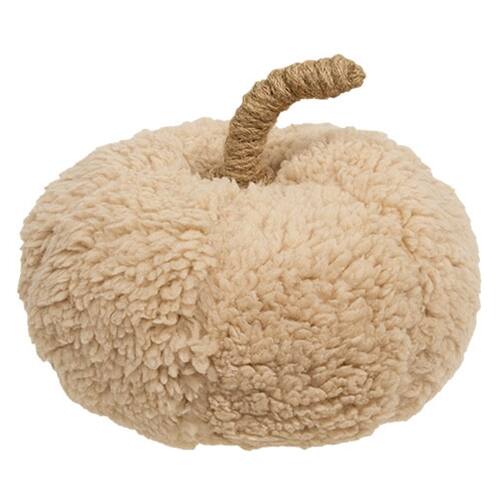 Front. BreeBe - Ivory Sherpa Pumpkin w/Jute Stem Large - Ivory.
