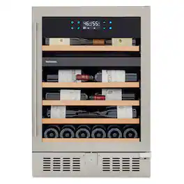 Wine Enthusiast - SommSeries2 46 Bottle Dual Zone with VinoView Display Shelving - Stainless Steel