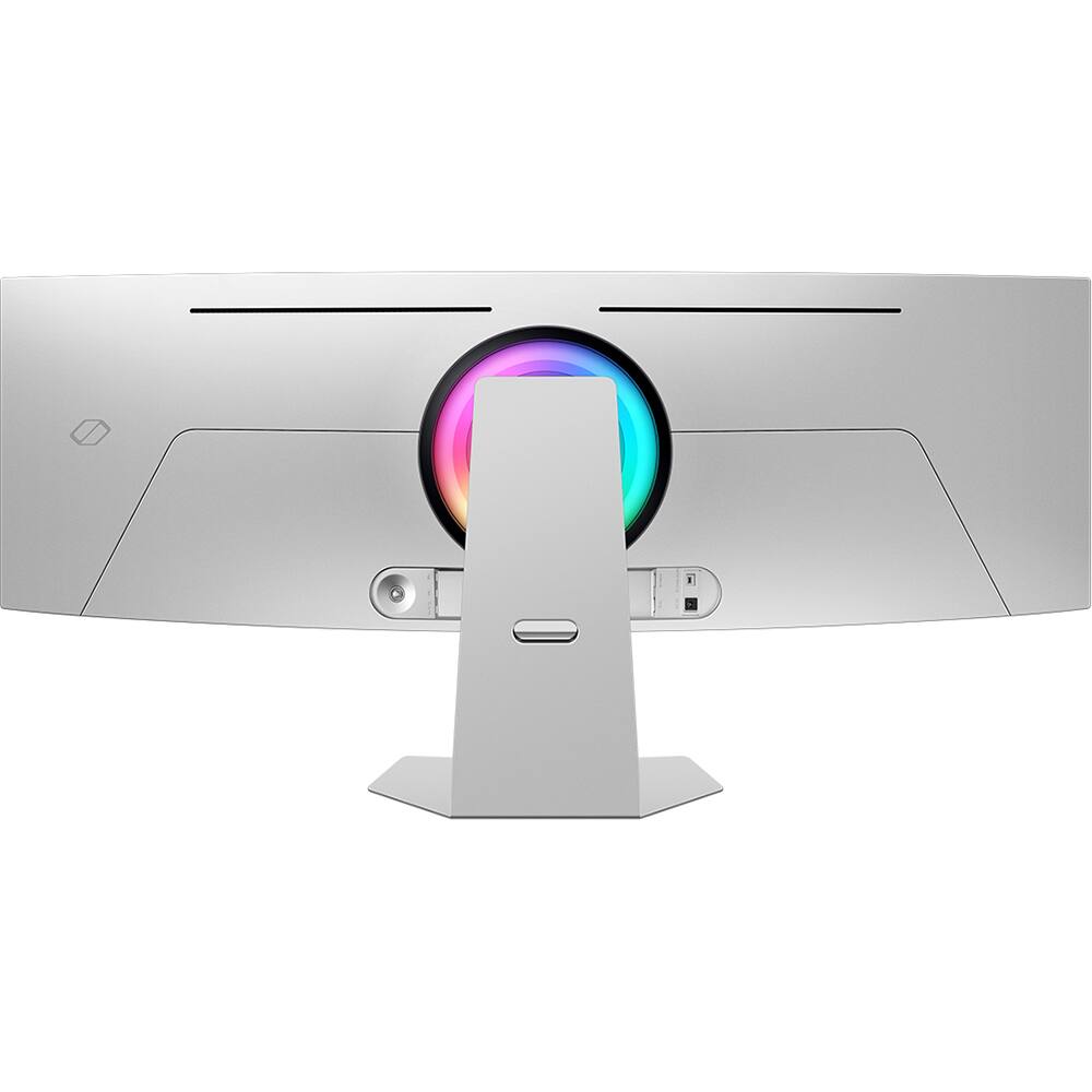 Back. Samsung - 49" Odyssey OLED G9 Curved Dual-QHD 240Hz FreeSync G-Sync Compatible Smart Gaming Monitor + 26-Month Extended Warranty - Silver.