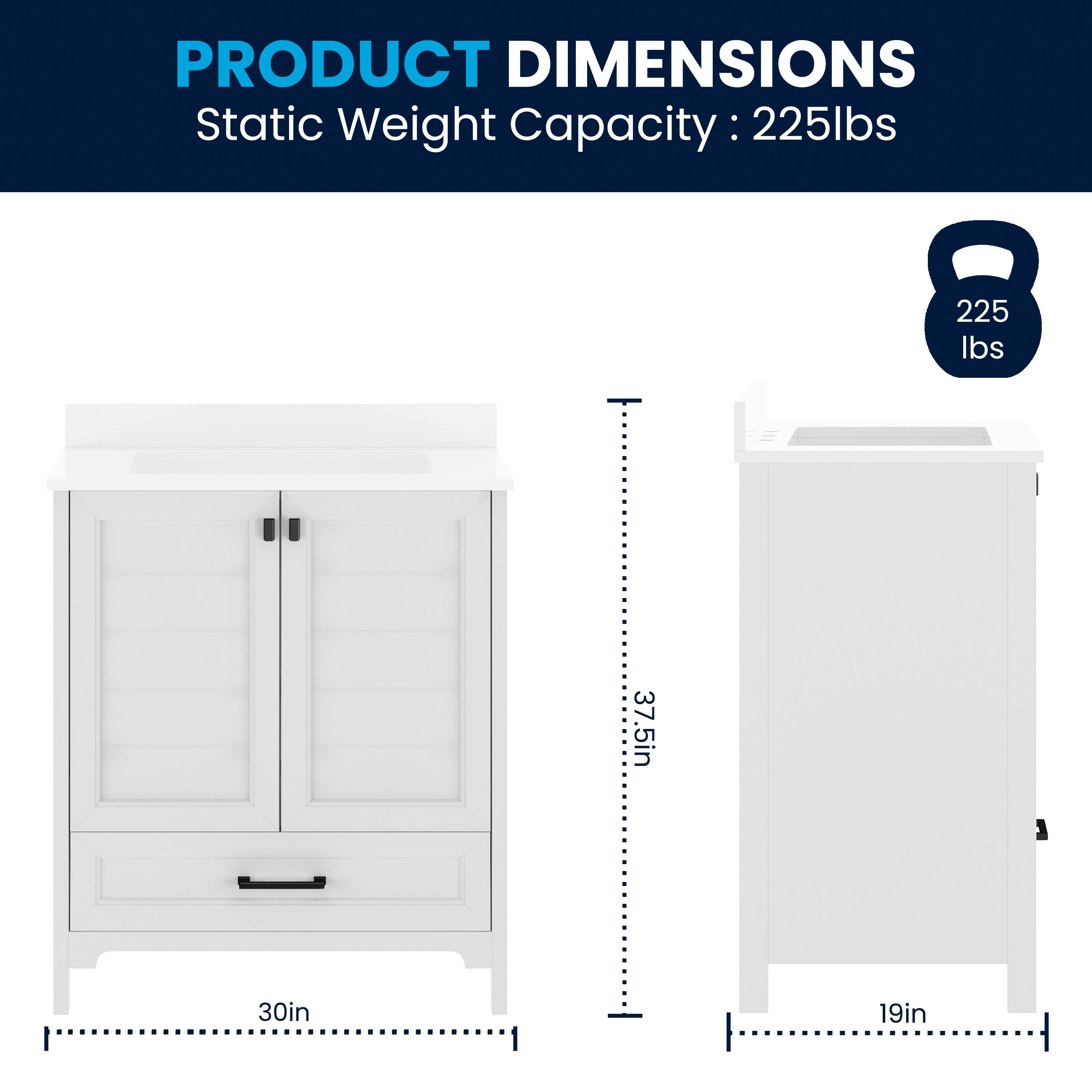 PRODUCT DIMENSIONS  
Static Weight Capacity: 225lbs  
37.5in  
30in  
19in