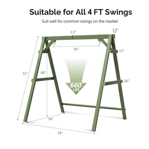 Suitable for All 4 FT Swings  
Suit well for common swings on the market  

3.5"  
2.4"  
45"  
13"  
72"  
68"  
660 LBS  
26"  
54"  
74"