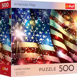 Trefl - Red American Flag 500 Piece Puzzle - Multicolor
