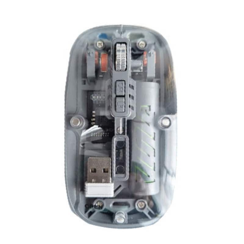 SKRAN - Dual Mode Transparent Wireless Mouse, 2.4G & BT,Magnetic Shell,100Hrs Battery,Adjustable DPI for Office/Gaming/Home Use - Wireless - Gray