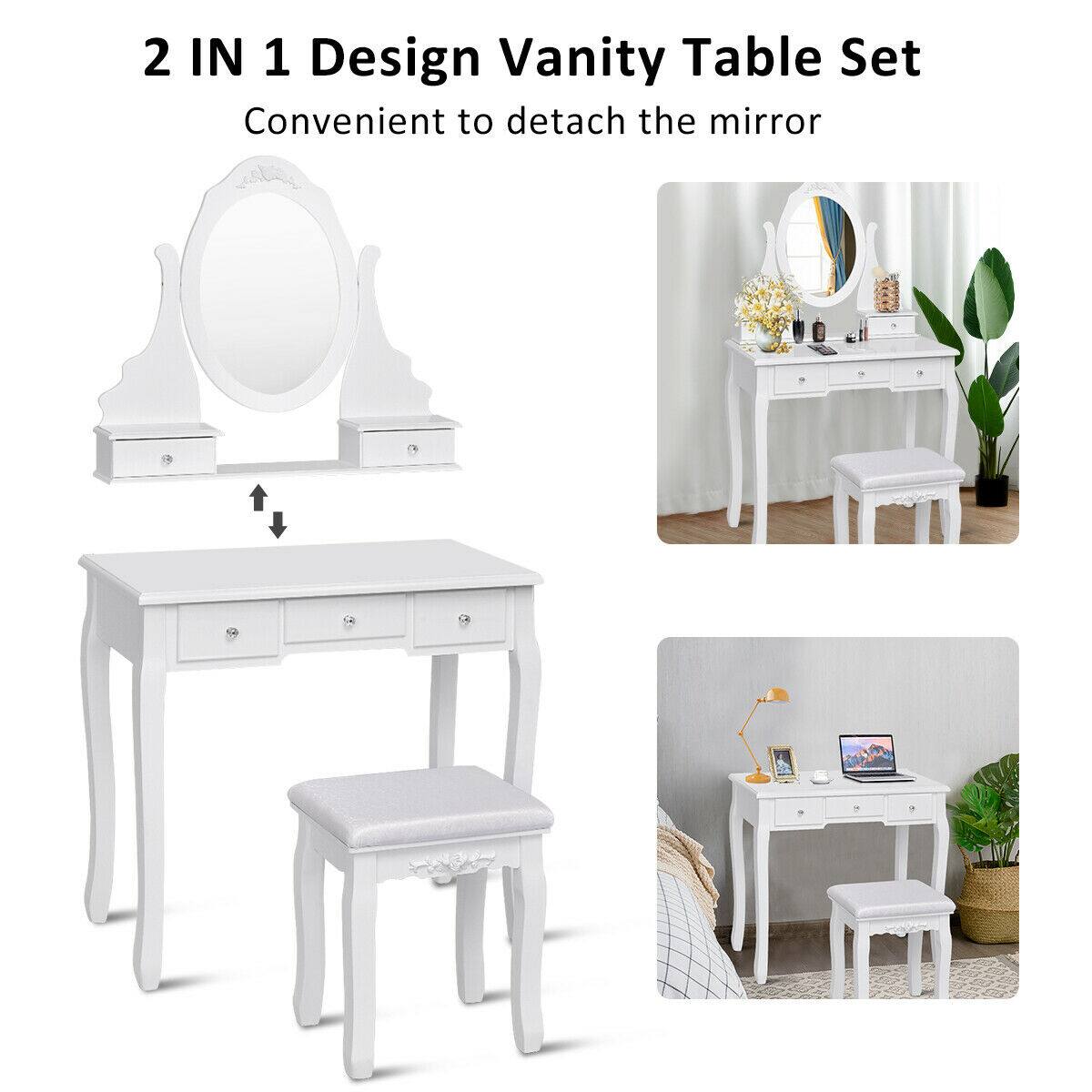 2 IN 1 Design Vanity Table Set  
Convenient to detach the mirror