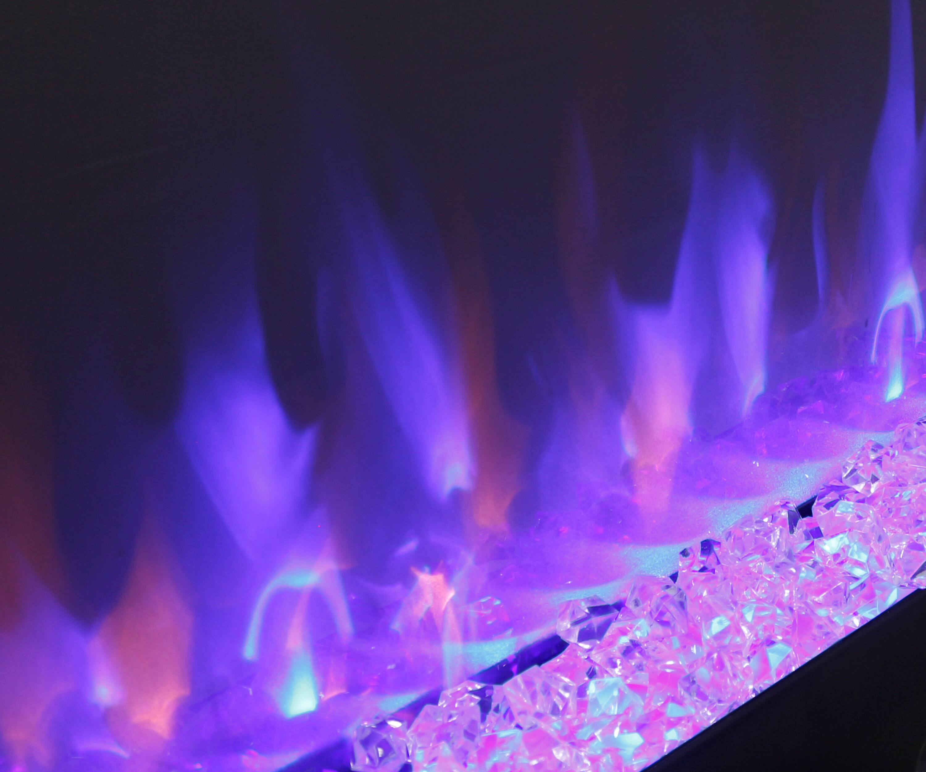 Left. Tiramisubest - Smart 60" WiFi-Enabled Electric Fireplace Heater, Recessed in-Wall and Wall-Mounted - Antique Black.