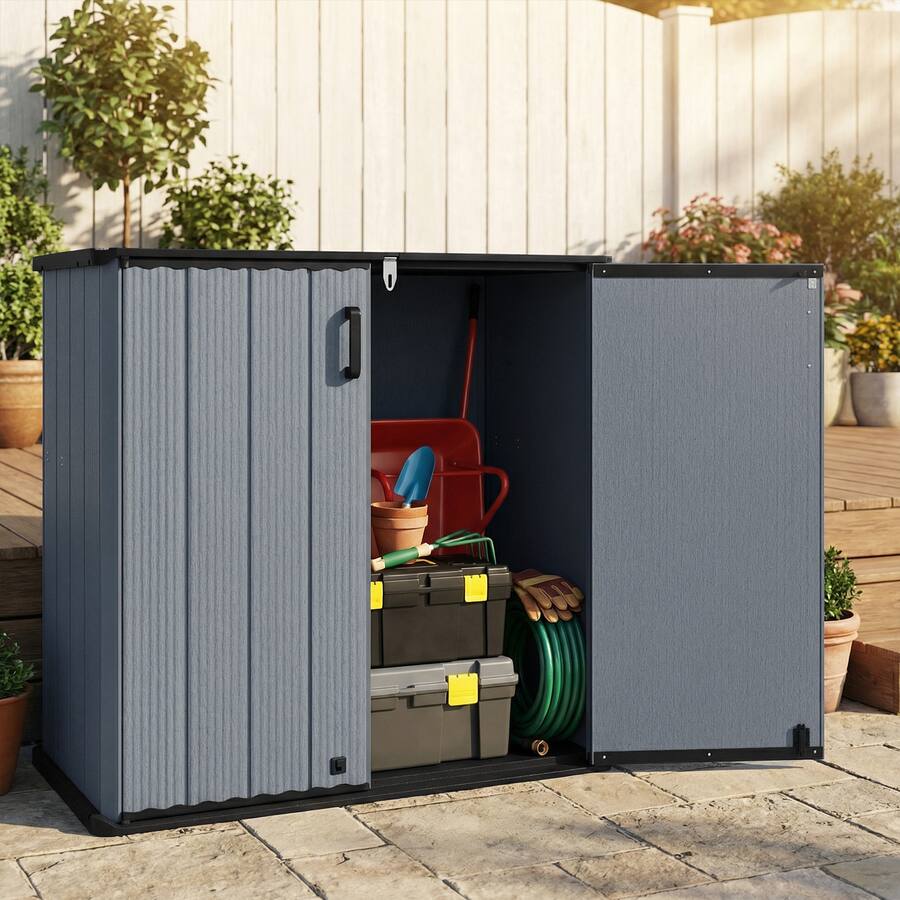 Weather Storage Box Costway Outdoor Storage Shed, 23.5 Cu.ft All Weather Storage Box with ...