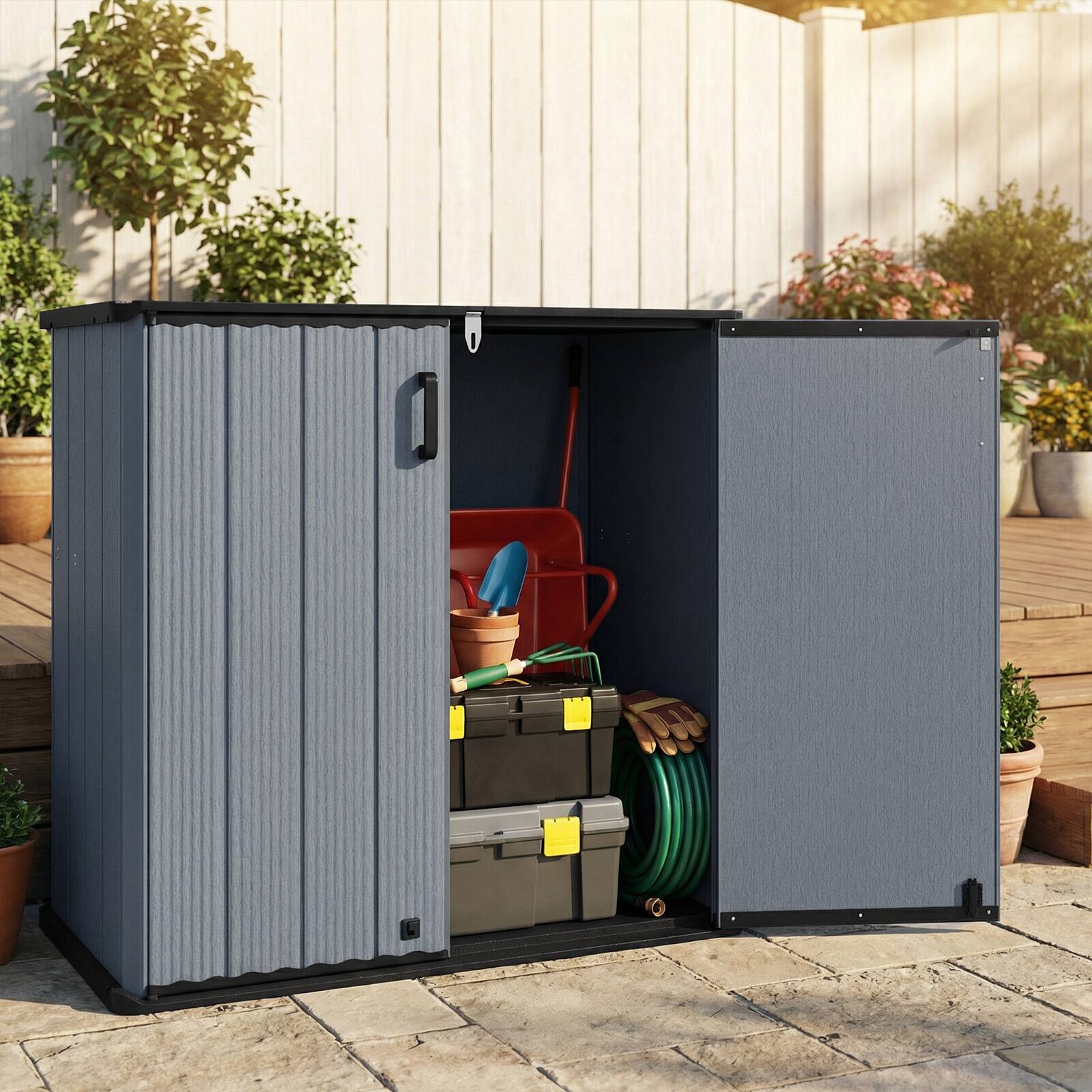 Alt View 1. Costway - Costway Outdoor Storage Shed, 23.5 Cu.ft All-Weather Storage Box with Floor, Lockable Door.