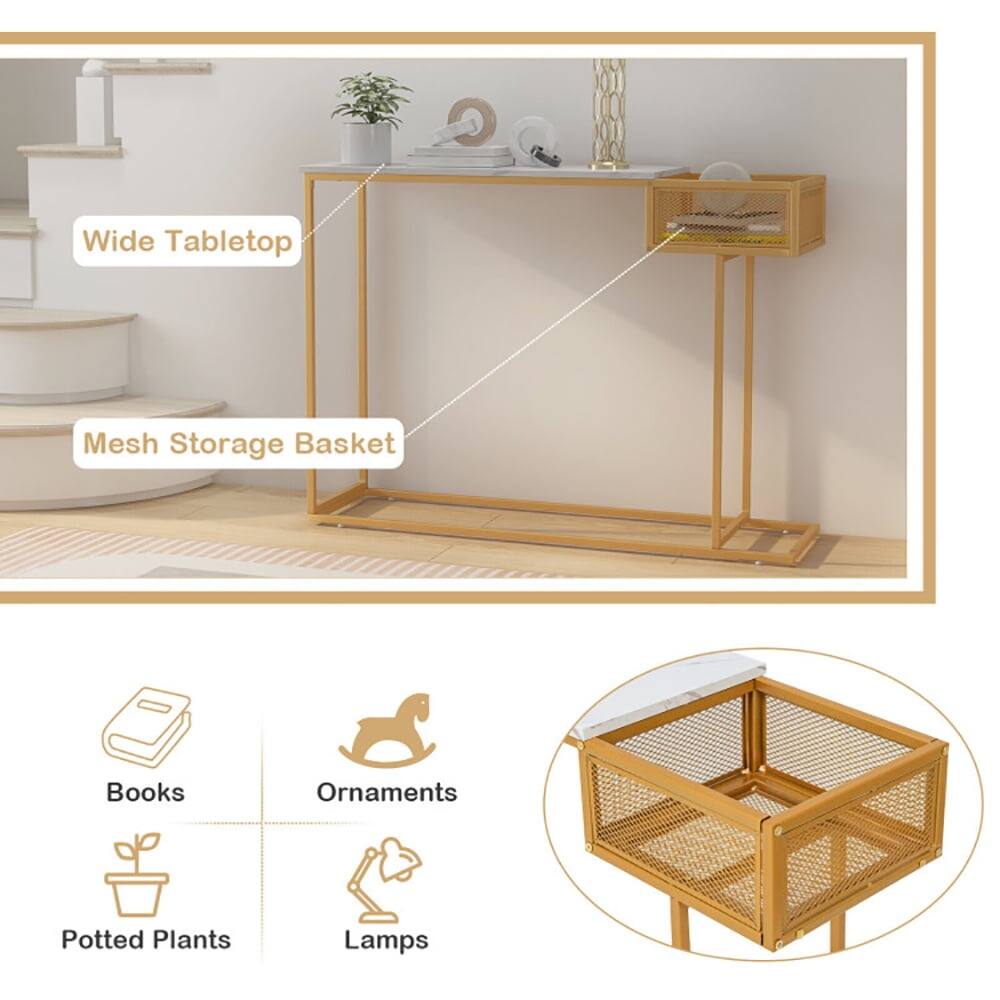 Wide Tabletop Mesh Storage Basket  
Books, Ornaments, Potted Plants, Lamps