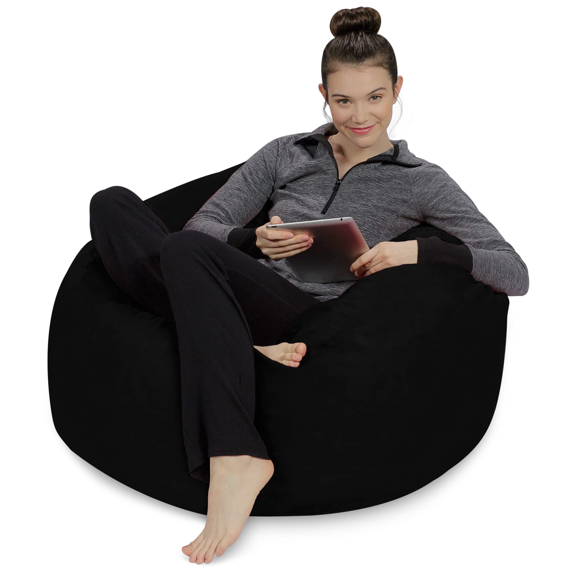 Alt View 1. PO3TICJUNKI3 - Bean Bag Chair Plush Ultra Soft Memory Foam With Microsuede Cover Stuffed Filled Furniture And Accessories - Micro Suede - Dark Green.