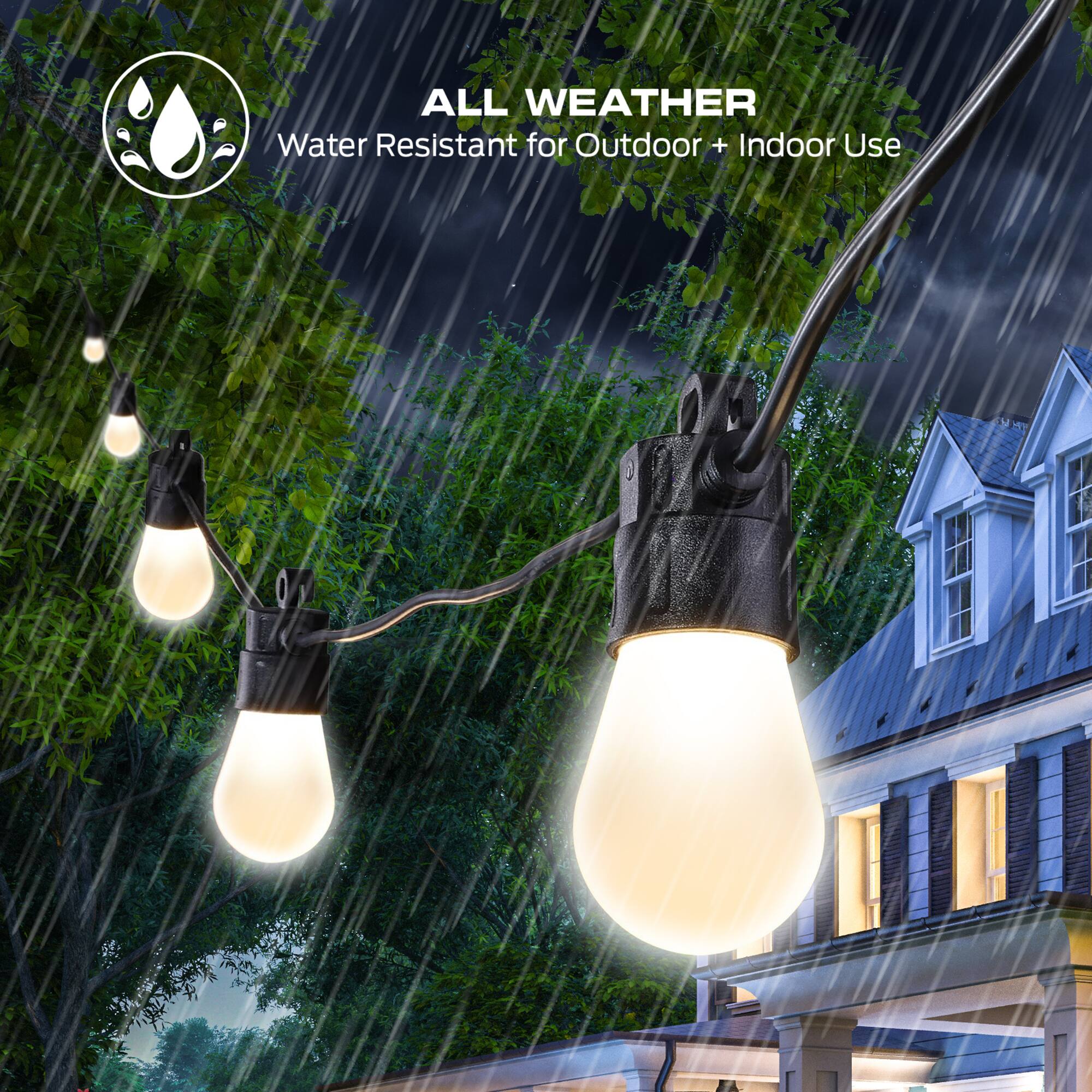 ALL WEATHER  
Water Resistant for Outdoor + Indoor Use