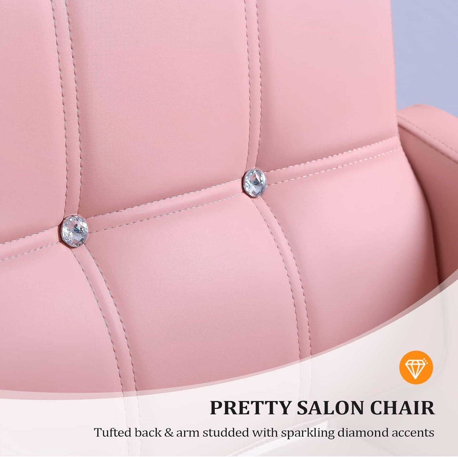PRETTY SALON CHAIR  
Tufted back & arm studded with sparkling diamond accents
