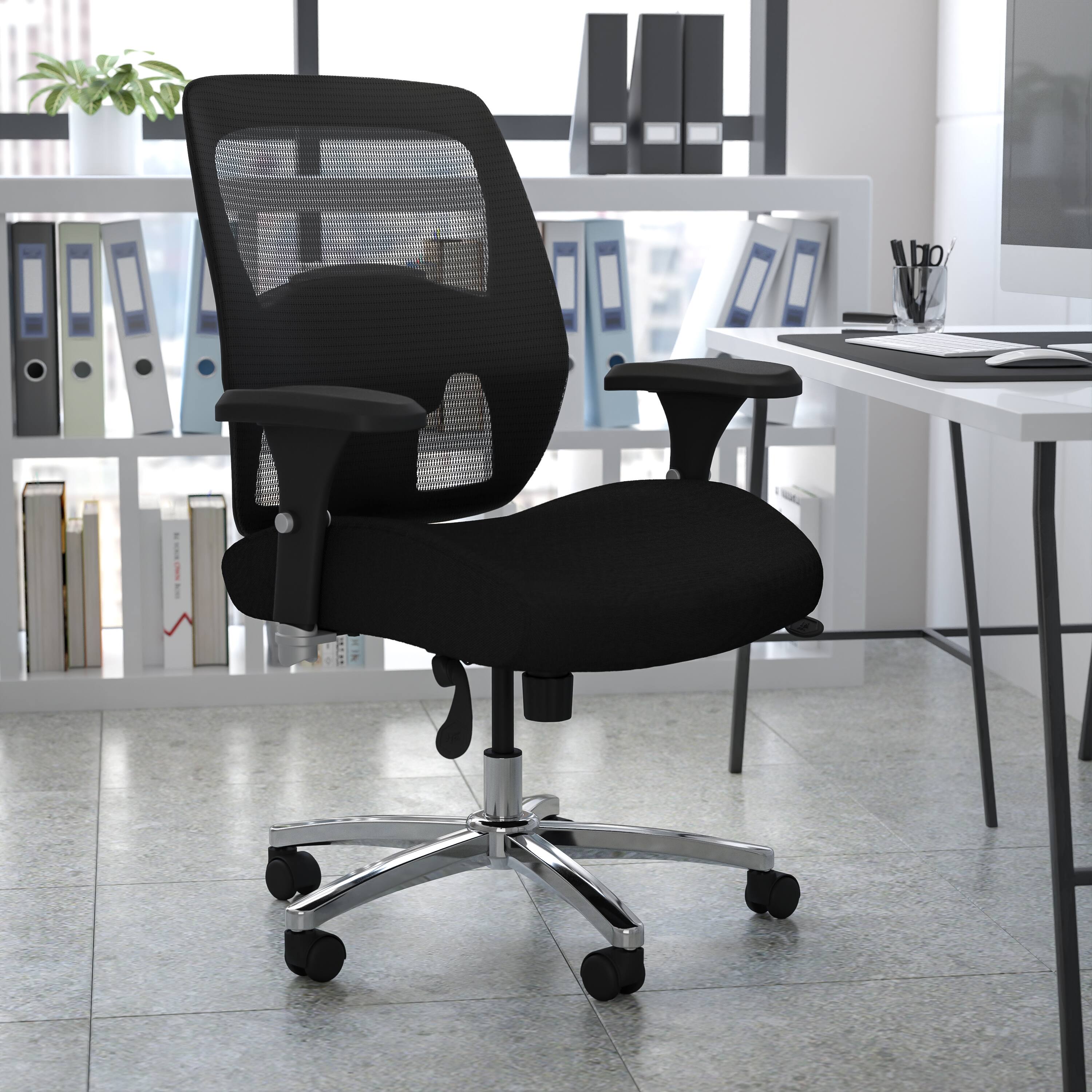 Alt View 1. Emma + Oliver - 24/7 Intensive Use Big & Tall 500 lb. Rated Mesh Executive Swivel Ergonomic Office Chair with Ratchet Back - Black.