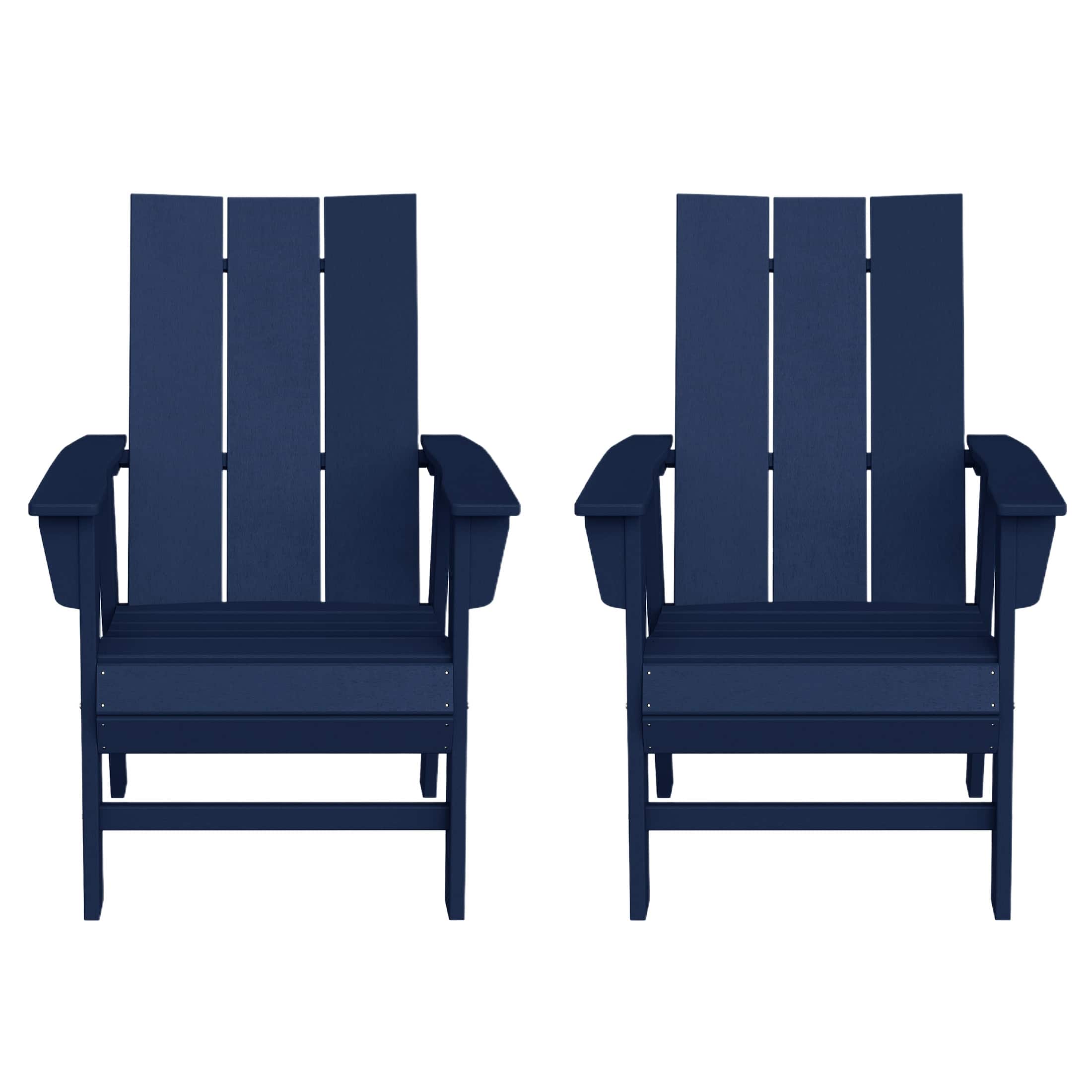 WestinTrends - Ashore Outdoor Patio HDPE Plastic Modern Adirondack Dining Chairs (Set of 2) - Navy Blue price history on PriceWatchPro