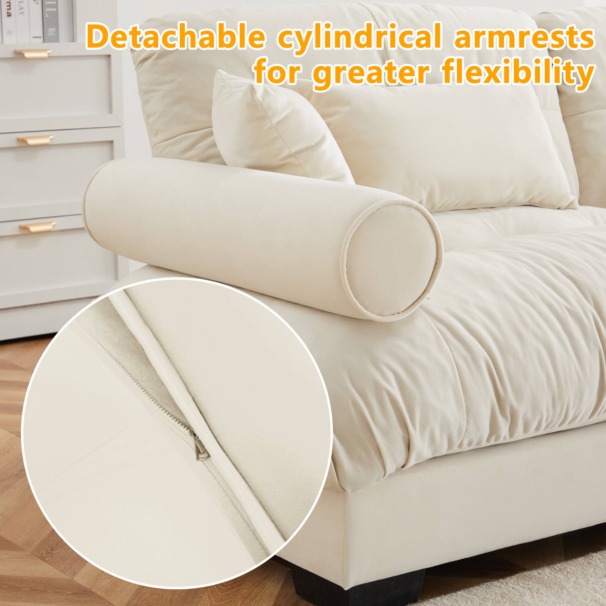Detachable cylindrical armrests for greater flexibility