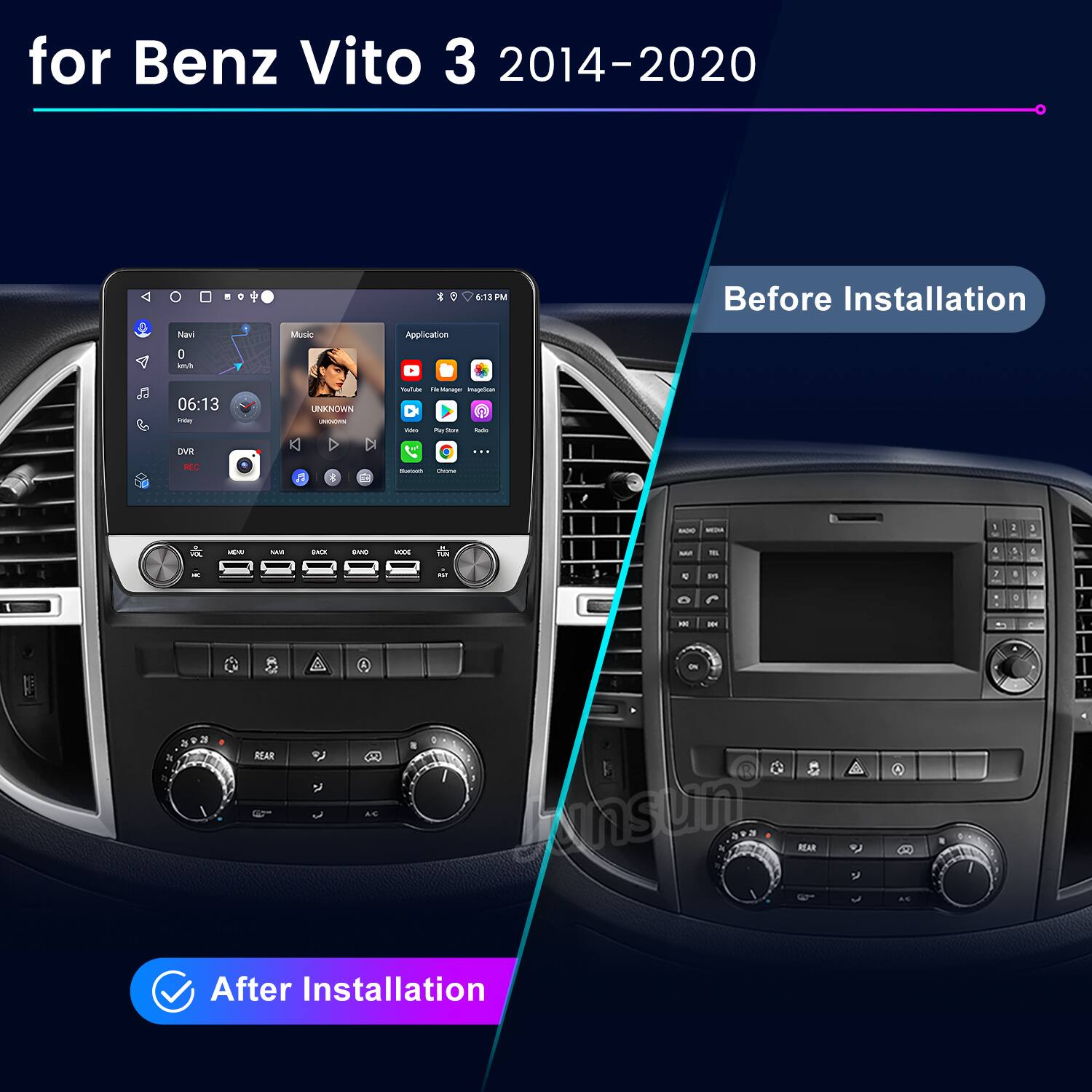 for Benz Vito 3 2014-2020

Before Installation

After Installation
