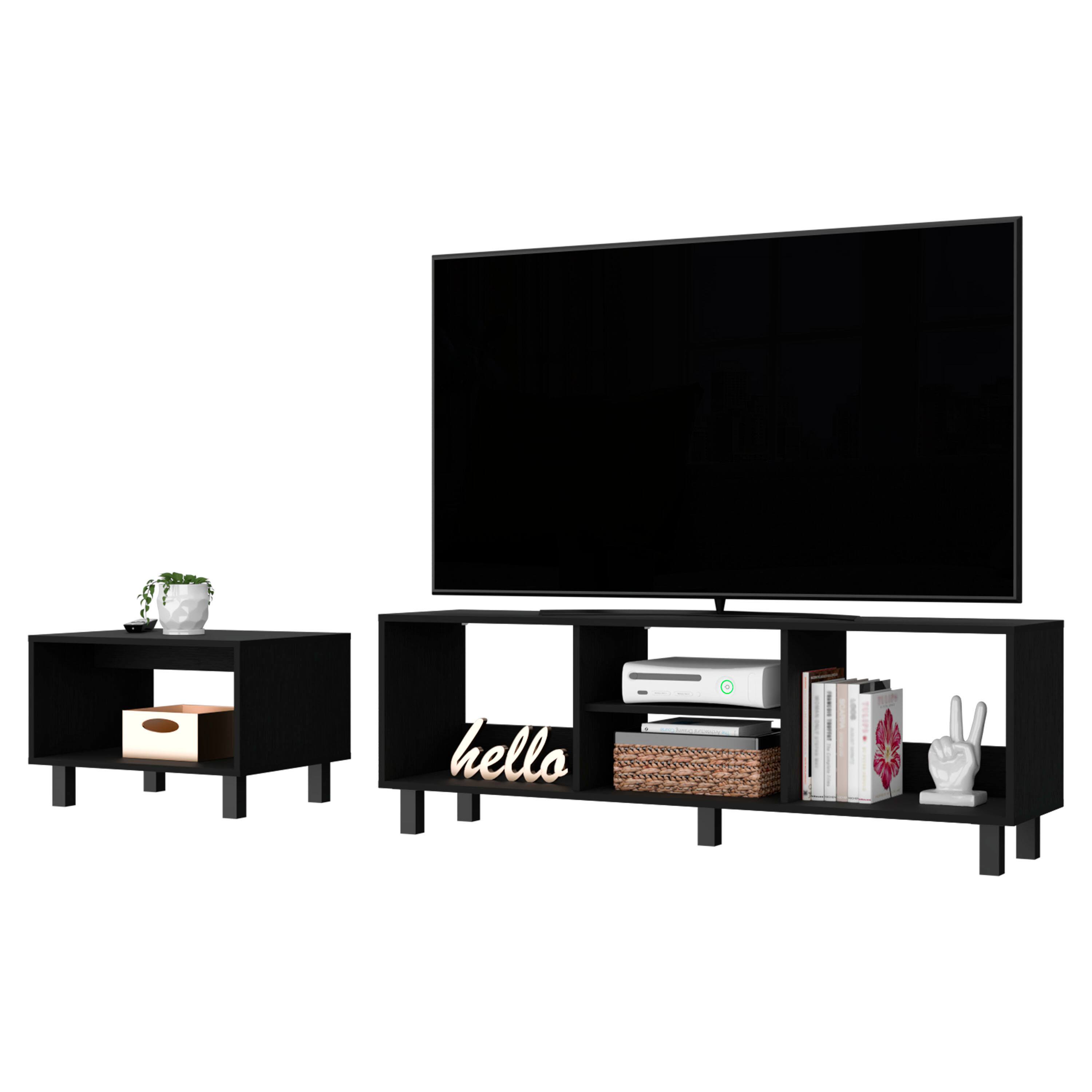 Front. Spaco - Spaco 2-Piece Living Room Set, TV Stand with 55 inch Top and Coffee Table, Durable Steel Legs, for Cozy Living Space - Black.