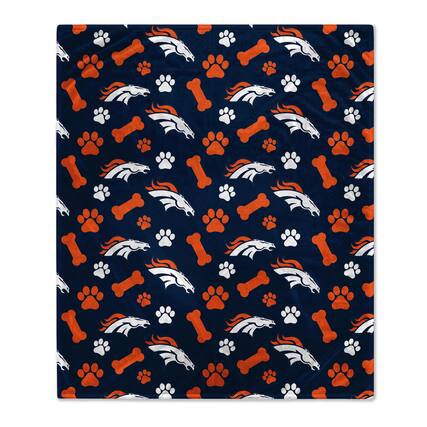 Front. Pegasus - 40" x 50" Lightweight Bones Flannel Fleece Pet Blanket - Navy.