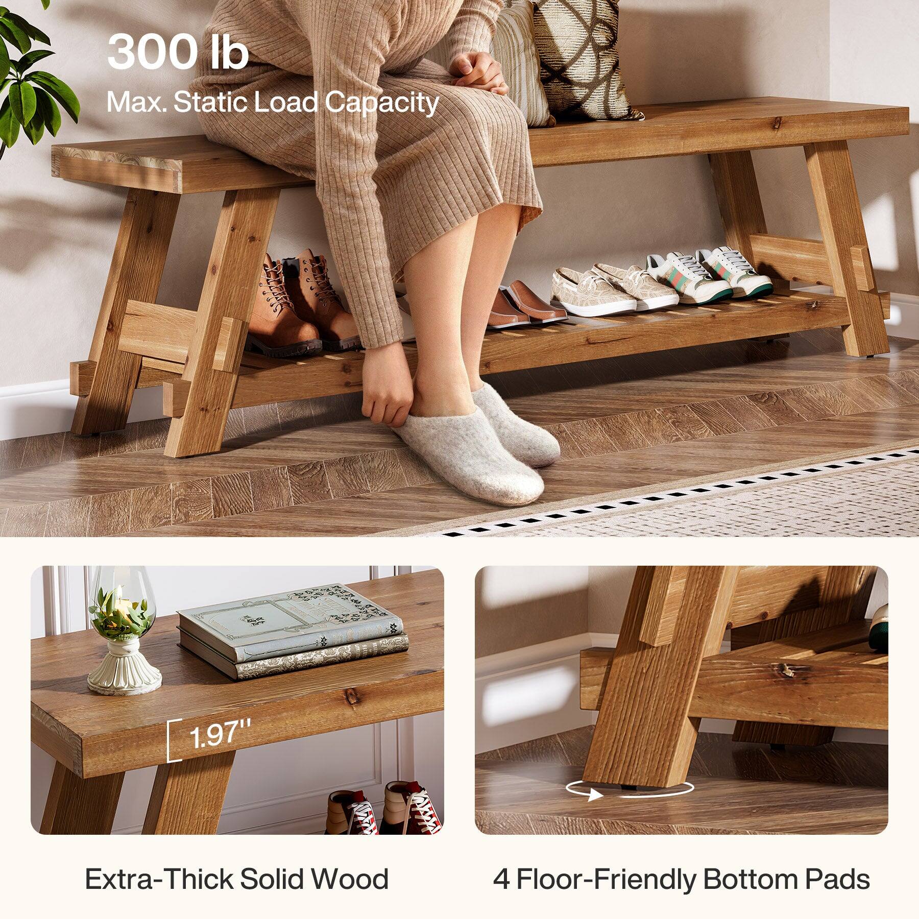 300 lb Max. Static Load Capacity

1.97" Extra-Thick Solid Wood

4 Floor-Friendly Bottom Pads