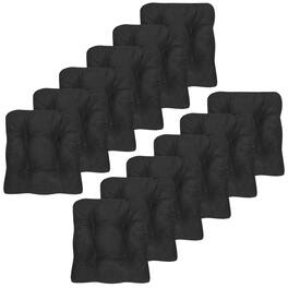 Sweet Home Collection - Crushed Memory Foam Tufted Chair Cushion Non Slip Microdot Rubber Back, 12-Pack - Gray