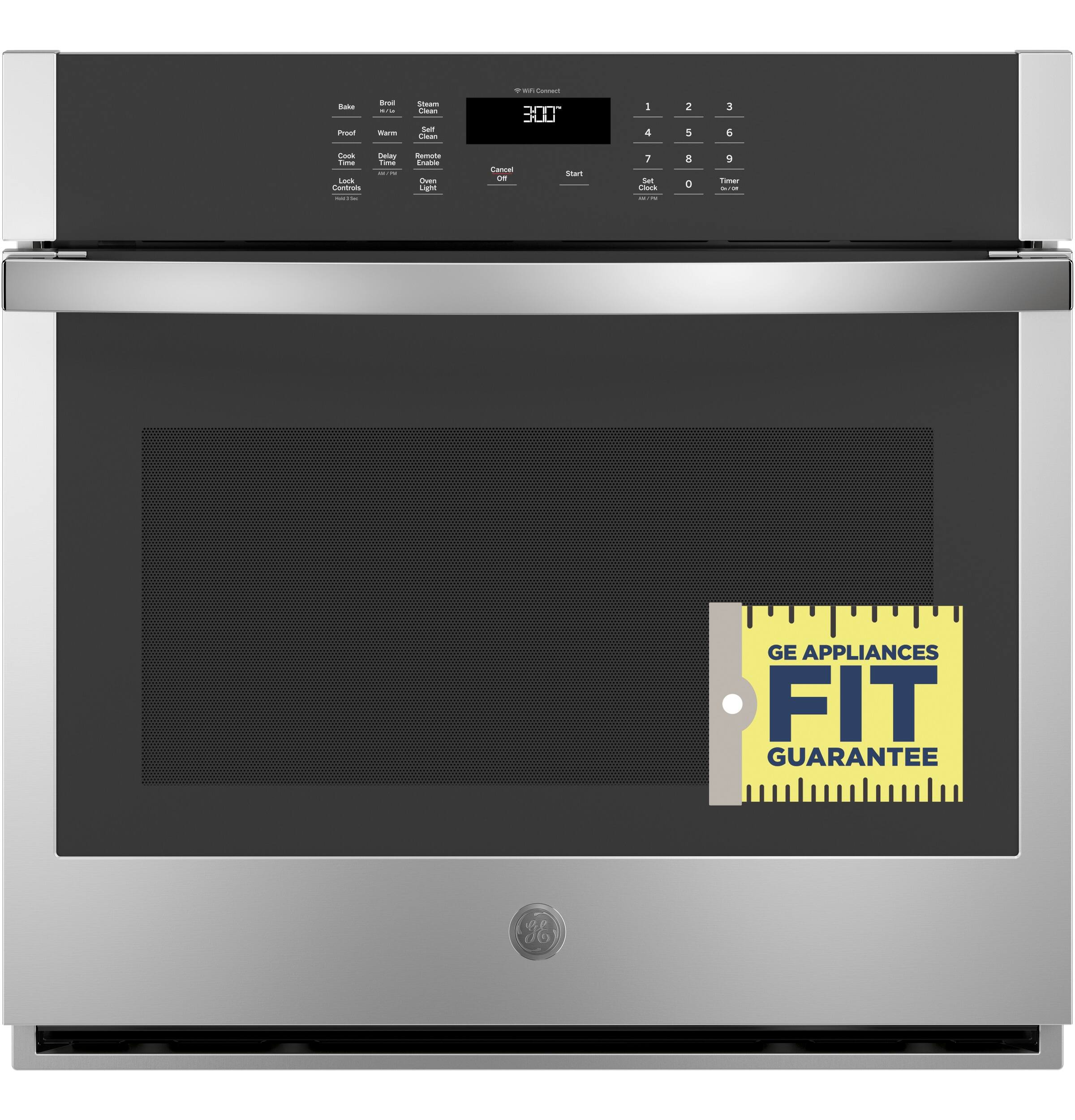 Bake Proof  
Bell WITH Warm  
Steam Clean Self Clean  
? and Convection 300  
1 4  
2 5  
3 5  
Cook Time Lock Controls Am  
Day Time .. THE  
Remote Enable Oven Light  
Cancel or  
Start  
7 Sal. Clock MULTION  
8 0  
9 Timer  
GE APPLIANCES FIT GUARANTEE