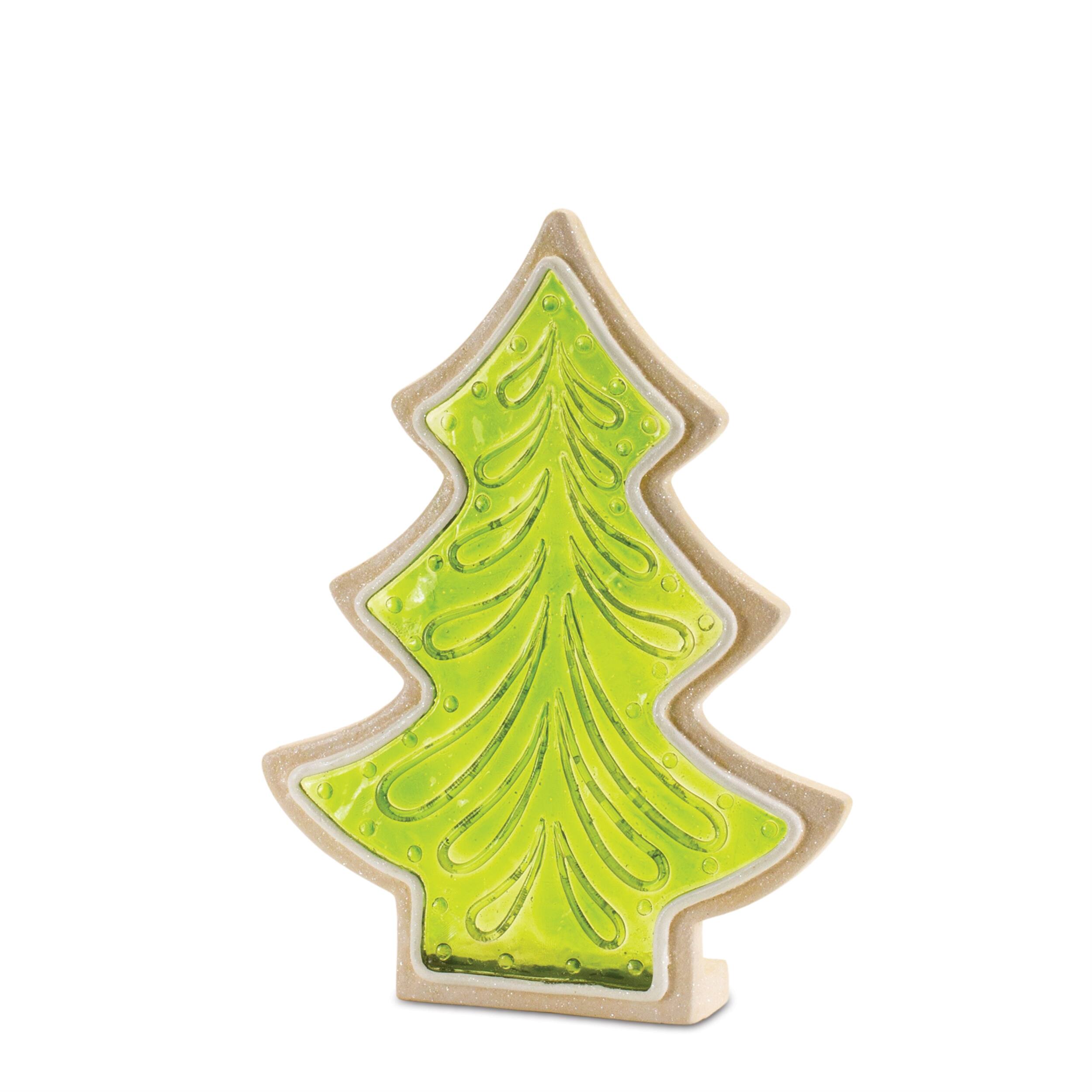 Alt View 1. BreeBe - Frosted Cookie Pine Tree (Set of 2) - Green.