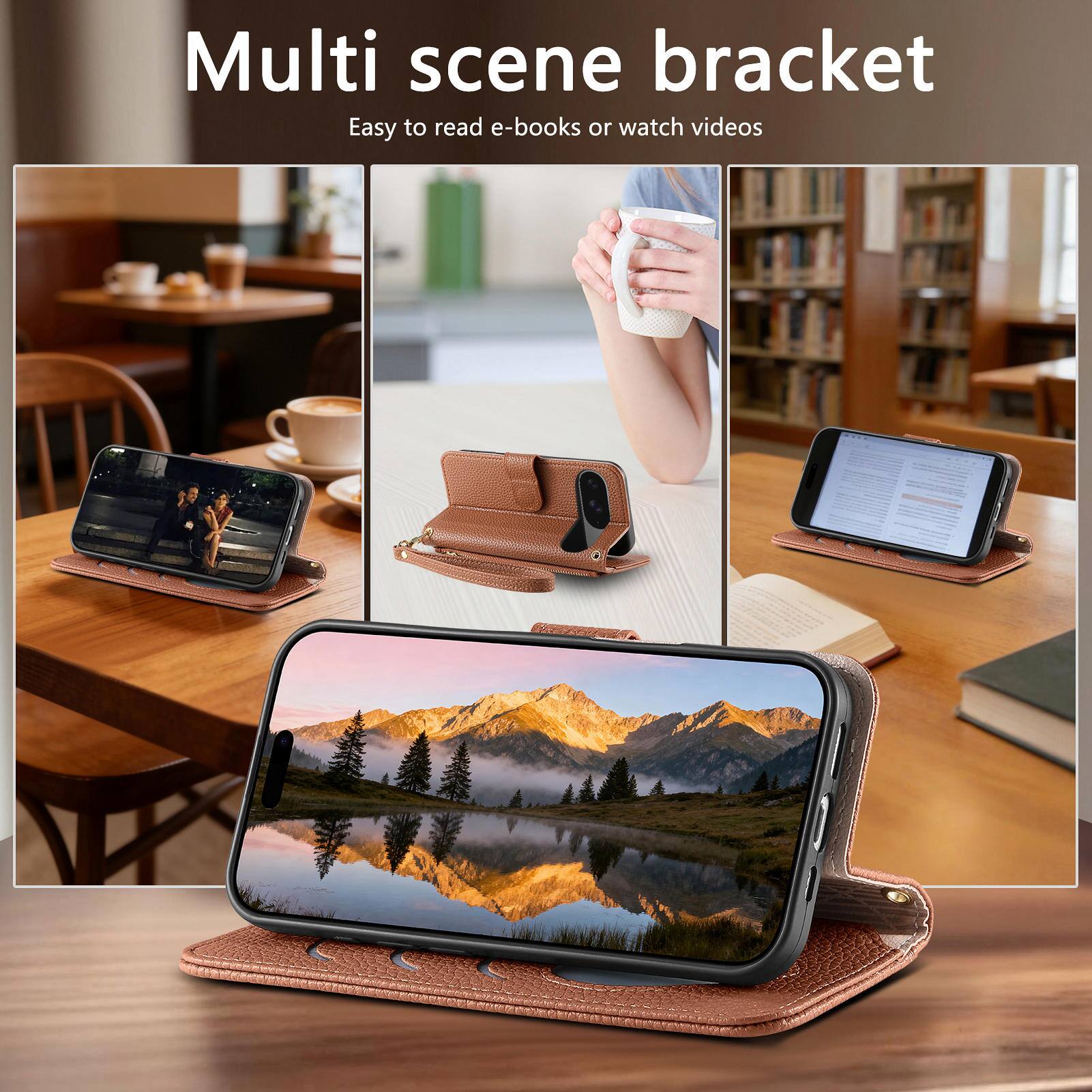 Multi scene bracket  
Easy to read e-books or watch videos