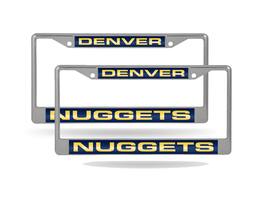 Rico Industries - Denver Nuggets NBA (Set of 2) Chrome Metal Laser Cut License Plate Frame - Multi