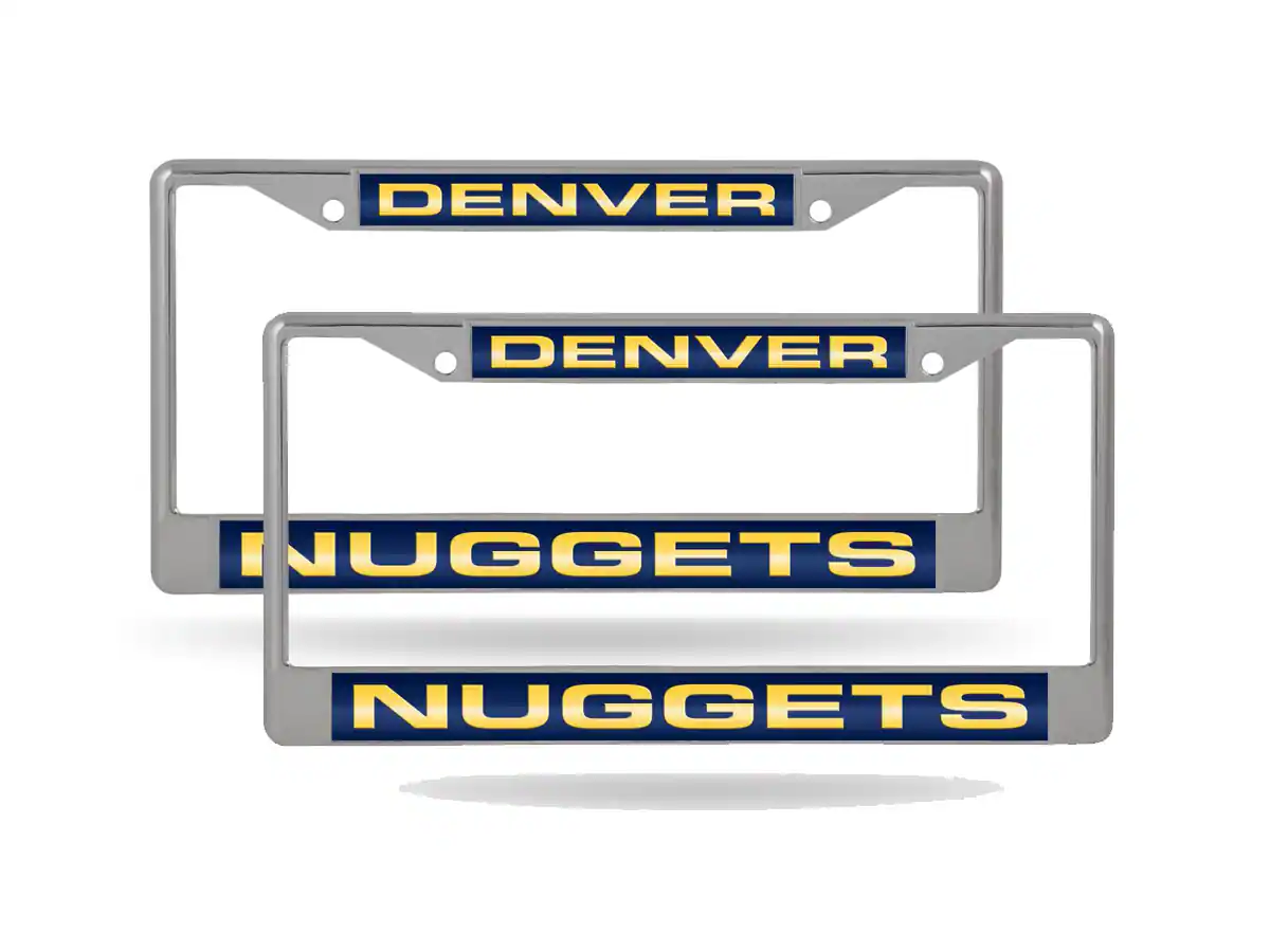 Denver Nuggets NBA (Set of 2) Chrome Metal Laser Cut License Plate Frame