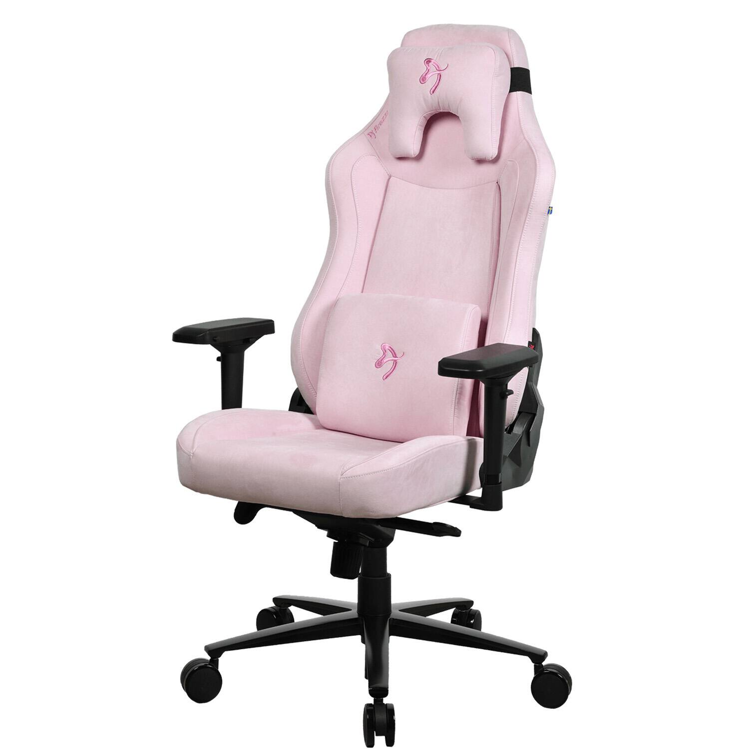 Left. Arozzi - Vernazza Series Top-Tier Premium Supersoft Upholstery Fabric Gaming Chair - Pink.