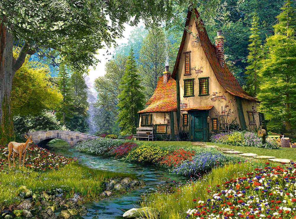 Angle. Castorland - CASTORLAND 2000 Piece Jigsaw Puzzles, Toadstool Cottage, Charming Nook, Pond, Countryside,  Castorland C-200634-2 - Red.
