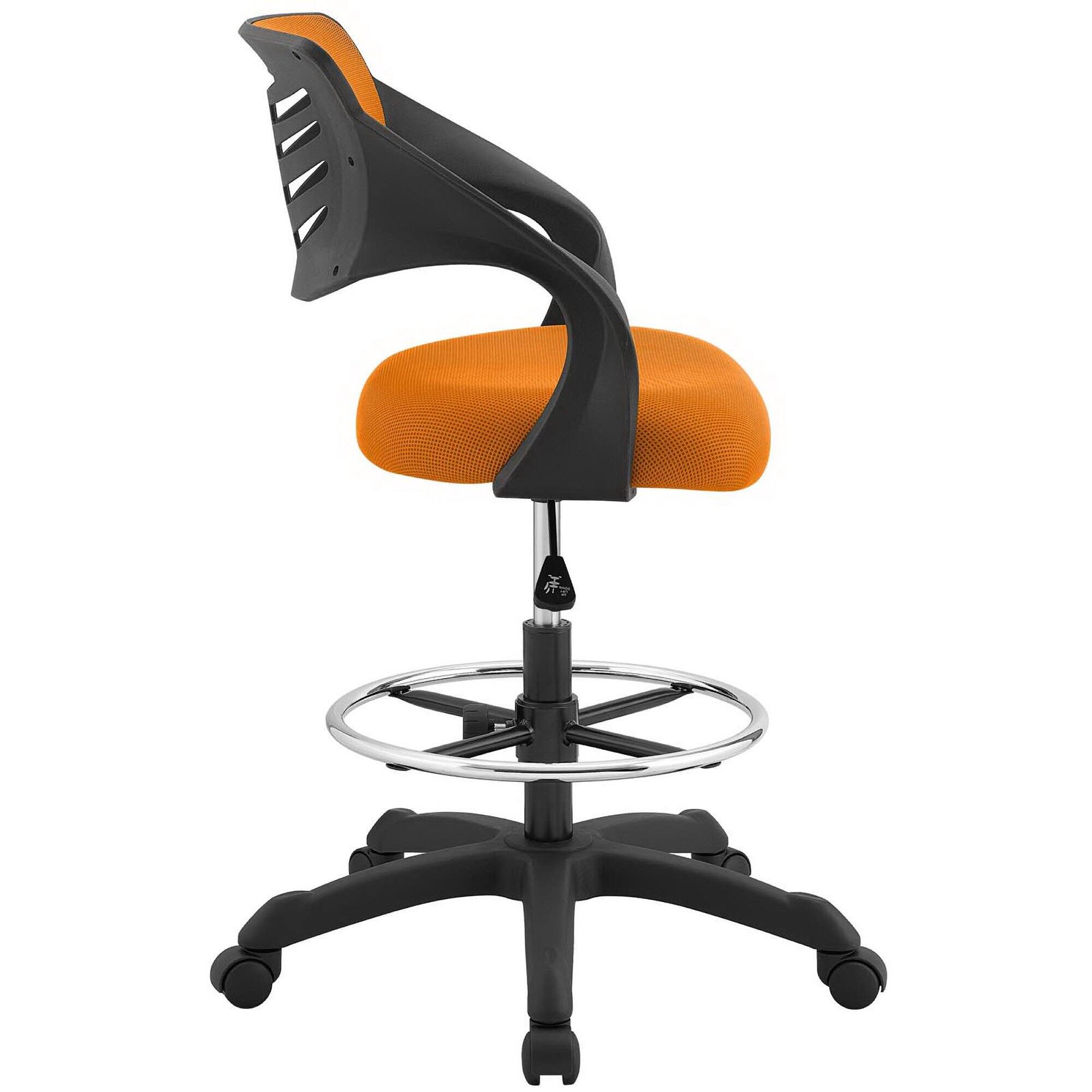 Angle. Modway - Thrive Mesh Drafting Chair by Modway - Orange.