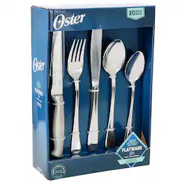 Oster - Macmillan 20 Piece Stainless Steel Flatware Set with Steak Knives - Silver