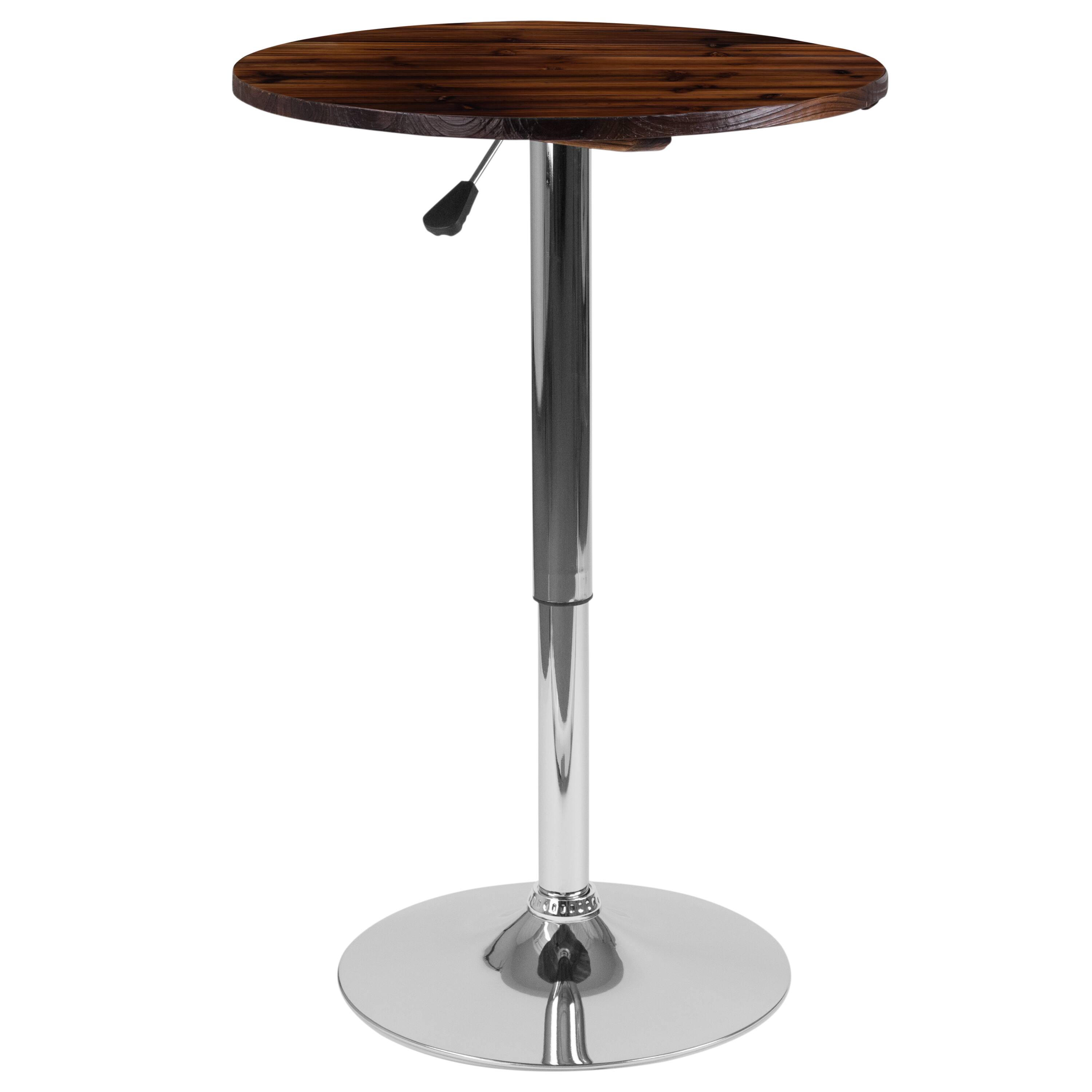 Alt View 1. Emma + Oliver - 23.5'' Round Adjustable Height Wood Table (Adjustable Range 26.25'' - 35.5'') - Rustic Pine.