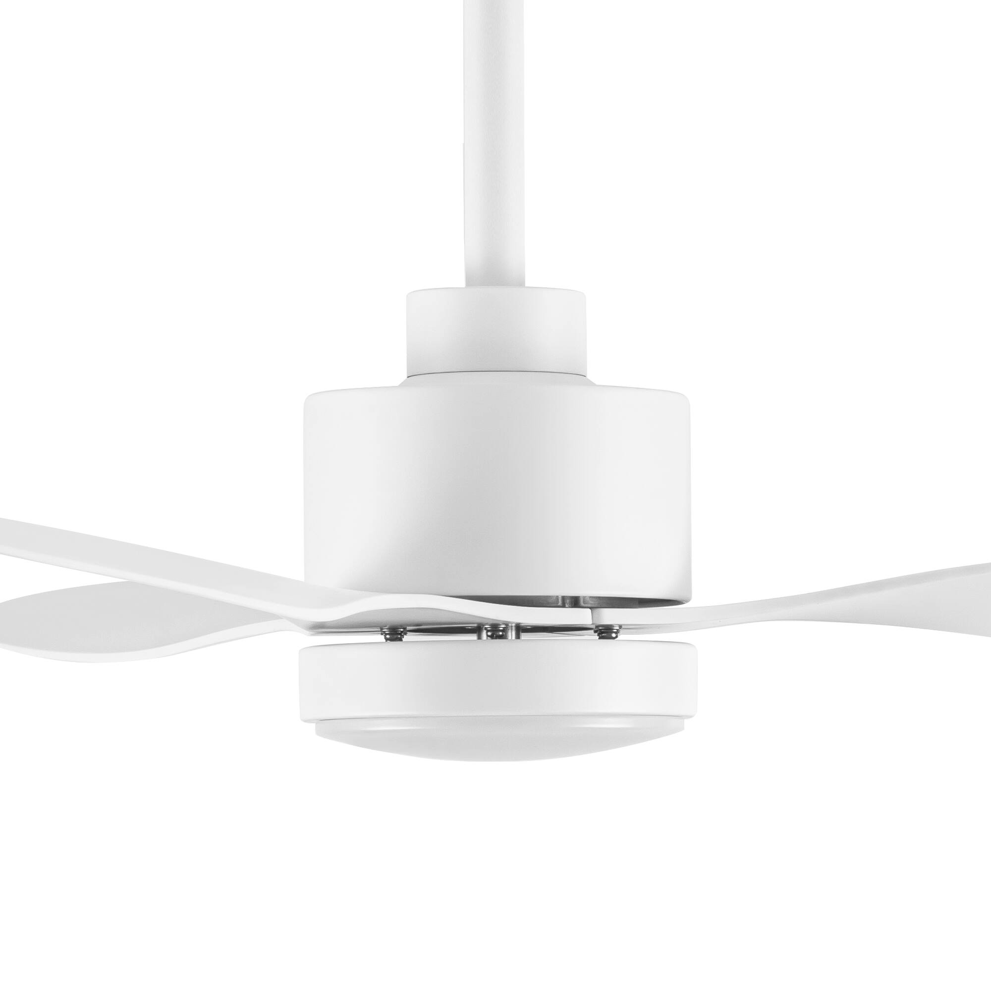 Alt View 7. Breezary - 42" Modern Indoor Ceiling Fan, 3 ABS Blades, 6-Speed DC Motor, Remote Control, Timer, 5'' Downrod, Light/No Light Option - Matte White (With Light).