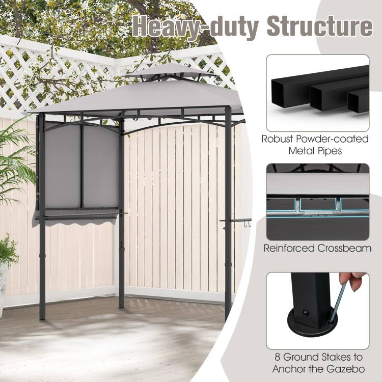 Heavy-duty Structure

Robust Powder-coated Metal Pipes

Reinforced Crossbeam

8 Ground Stakes to Anchor the Gazebo