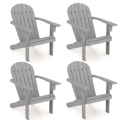 Front. Gymax - Gymax 4PCS Patio Adirondack Chair w/ Inclined Seat High Backrest & Wide Armrests Gray - Gray.
