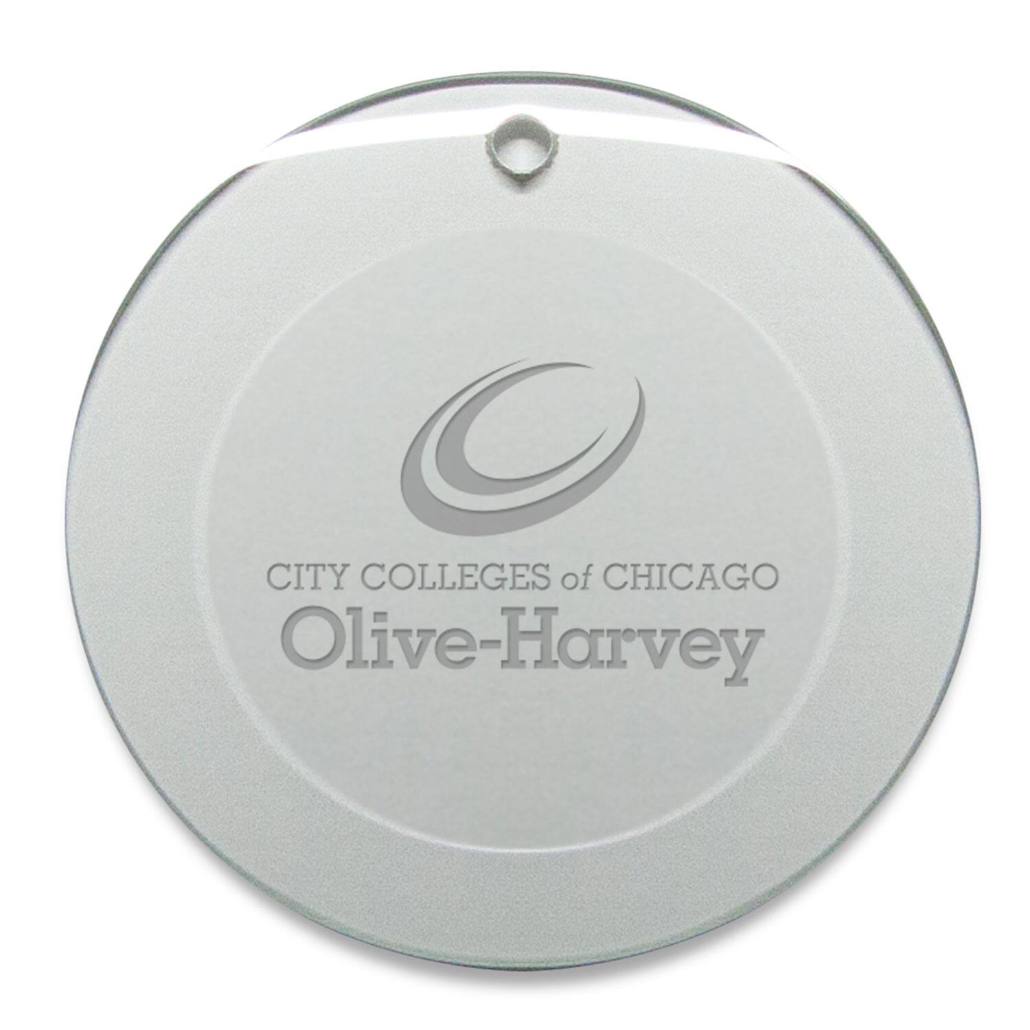 Jardine - Olive-Harvey College Purple Panthers 3'' Round Glass Ornament - Multicolor