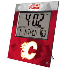 Keyscaper - Calgary Flames Color Block Digital Desk Clock - Multicolor