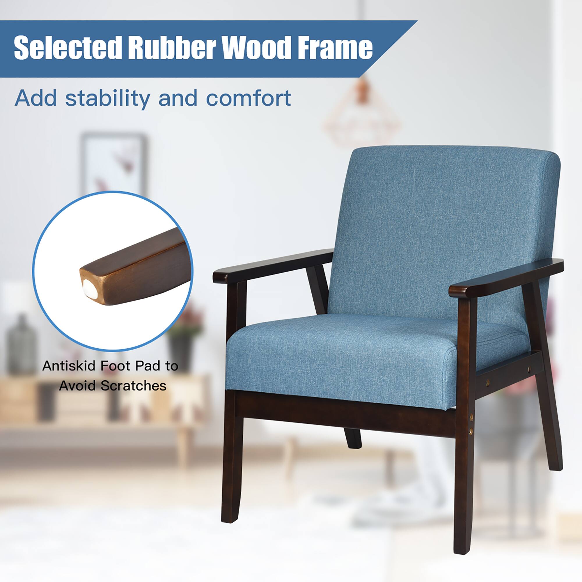 Selected Rubber Wood Frame Add stability and comfort Antiskid Foot Pad to Avoid Scratches