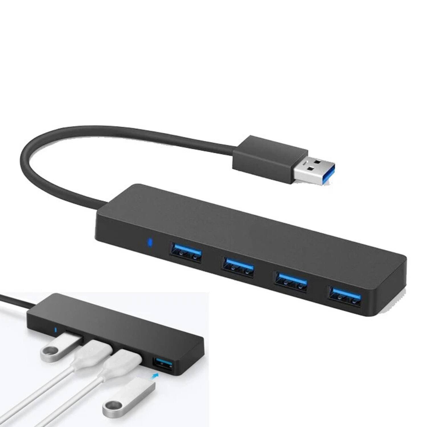 Angle. Stock Preferred - USB 3.0 Hub 4-Port Ultra-Slim Adapter SuperSpeed 5Gbps Data Transfer.