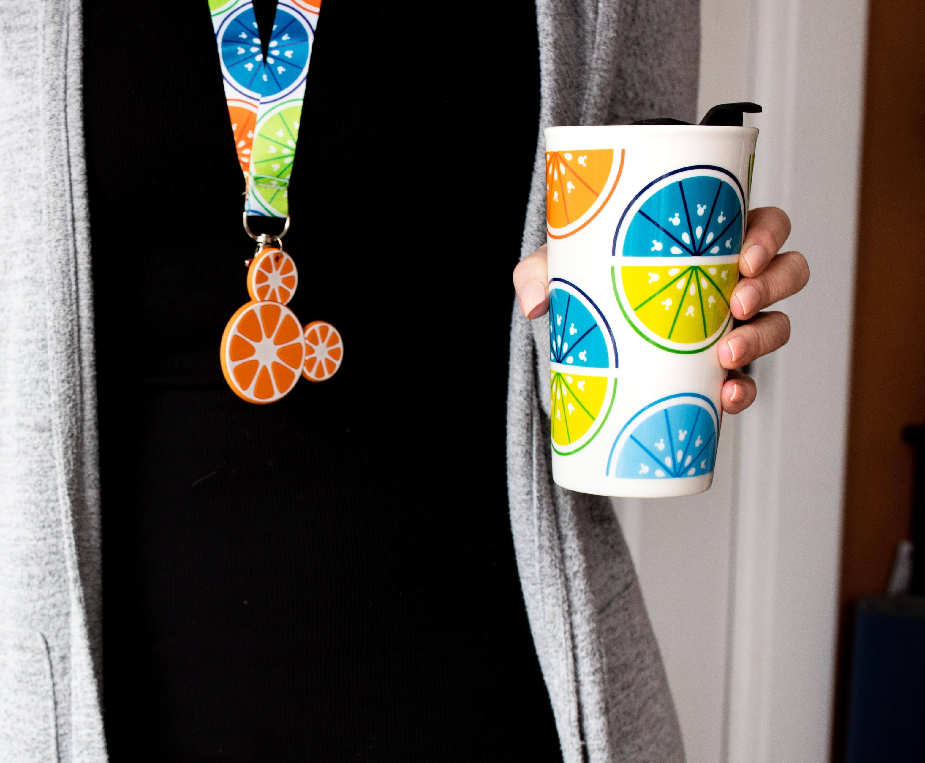 Alt View 4. Disney - Disney Mickey Mouse Fruit Slices Ceramic Travel Mug With Lid | Holds 10 Ounces - Orange.