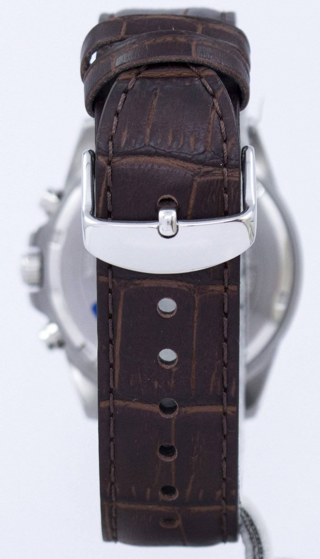 Back. Casio - Edifice Chronograph Quartz EFR-526L-7AV Men's Watch - Silver and Brown.