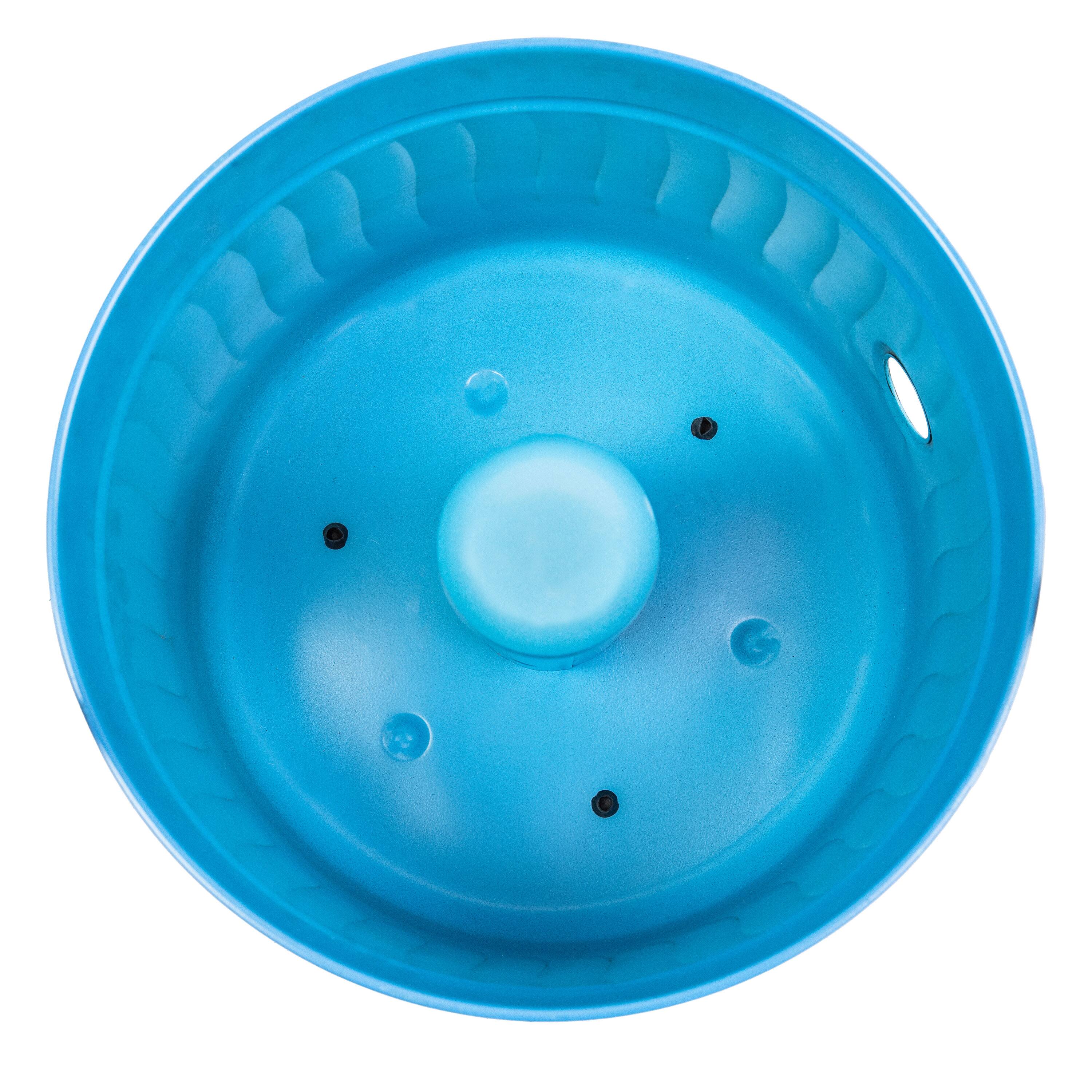 Alt View 9. Sunnydaze - Embossed Metal Garden Hose Holder - 100’ Hoses - Blue Patina.