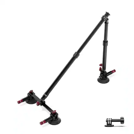 Front. Neewer - Triple Suction Cup Mount Kit with 24" Aluminum Poles, NATO Rail, CA166 - Black.