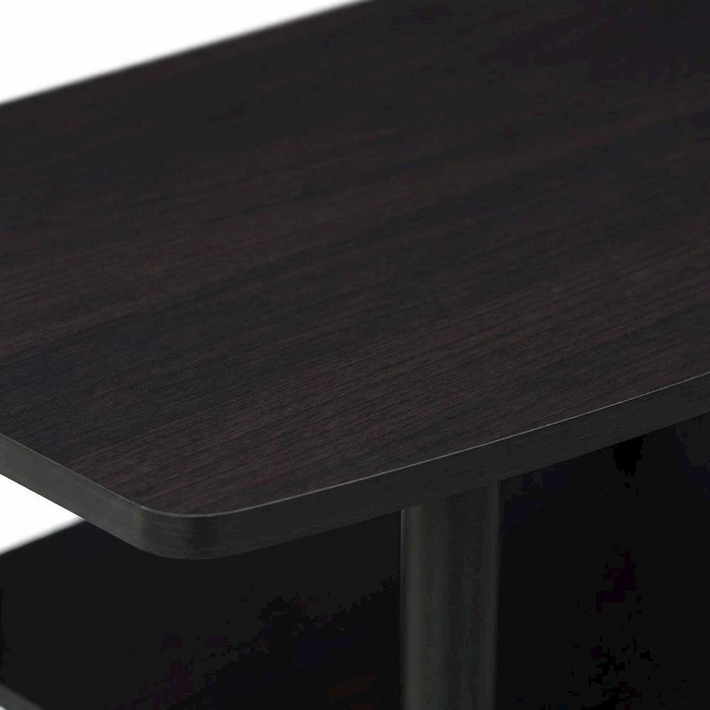 Alt View 4. FurniFact - Dark Walnut TV stand with 3-tier open shelves and modern design - Brown Black.
