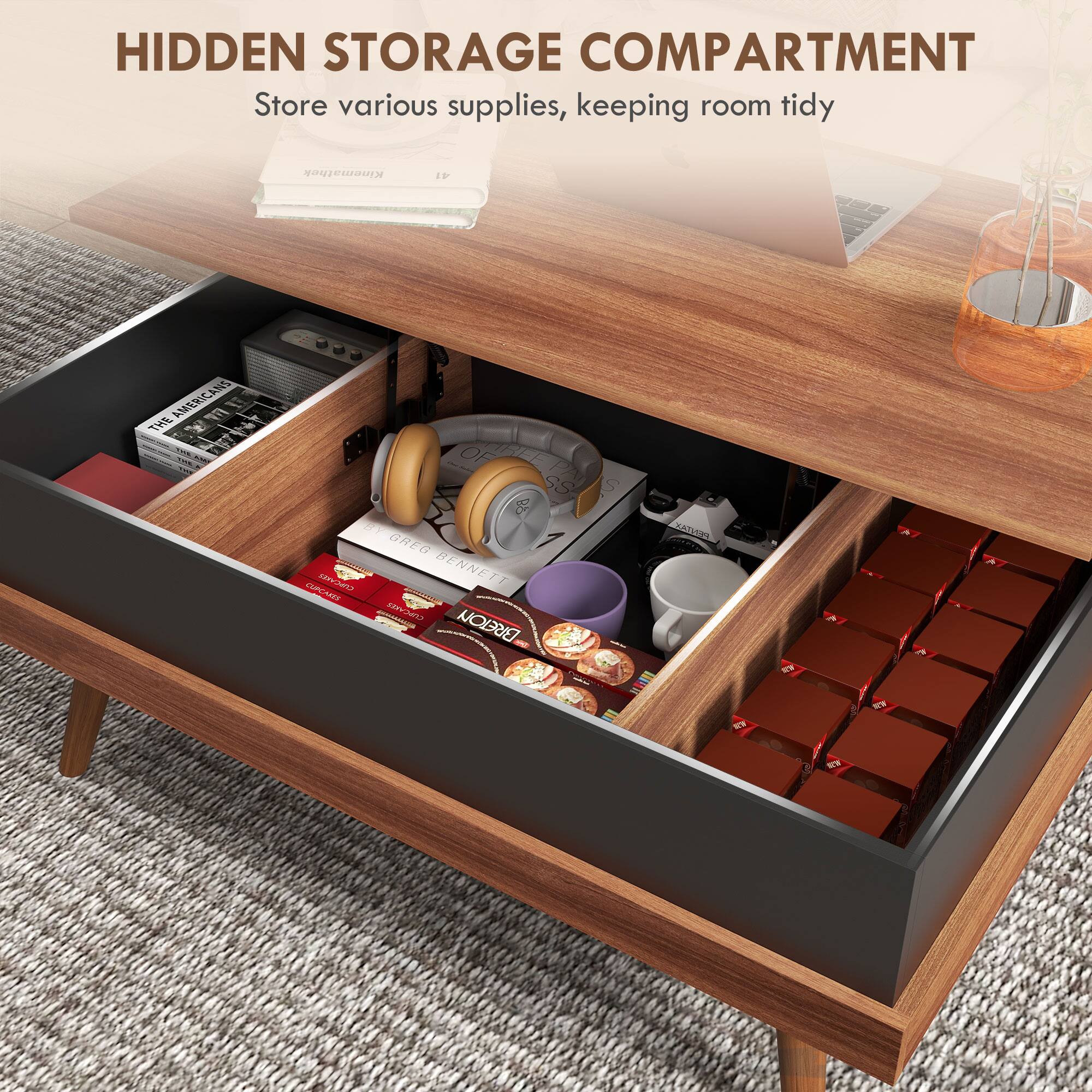 HIDDEN STORAGE COMPARTMENT Store various supplies, keeping room tidy