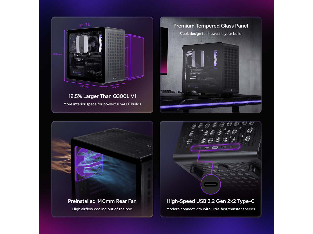 Cooler Master Q300L V3 Micro ATX Case, High Airflow, Tempered Glass ...